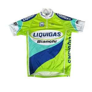 Vintage Liquigas Bianchi Pro Cycling Jersey - Santini SMS - Size M (44/46) N203